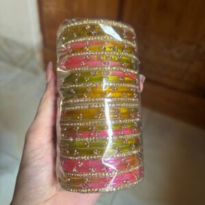 Glass Bangle set . (Code: 0744)